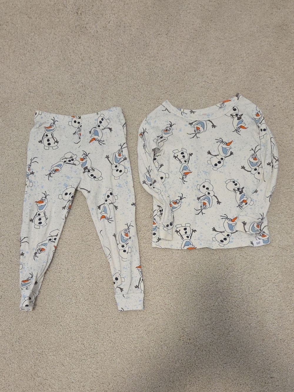 Baby Gap Organic Cotton Pajamas Olaf Frozen Disney Print